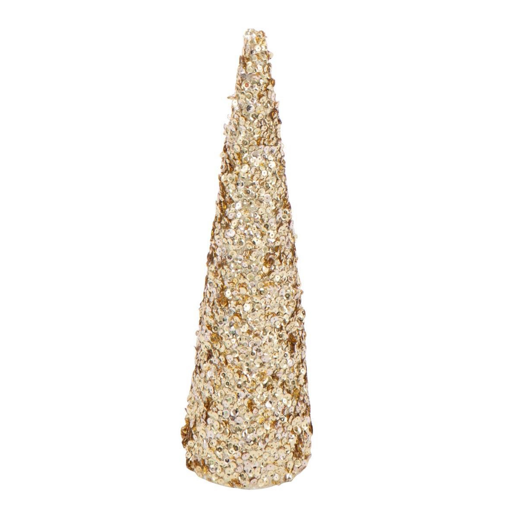 J-LINE Cône déco  sequins  46cm doré