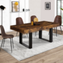 Voir la diapositive 2 : ID MARKET Table à manger rectangle PHOENIX 6 personnes bois effet vieilli et noir 160 cm