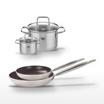 ELO Lot 2 Poêles 28/32cm & 2 Faitouts 12/20cm Elo Bistro Line