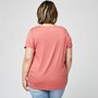 IN EXTENSO T-shirt manches courtes rose col v en dentelle grande taille femme