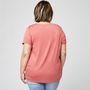 Voir la diapositive 2 : IN EXTENSO T-shirt manches courtes rose col v en dentelle grande taille femme