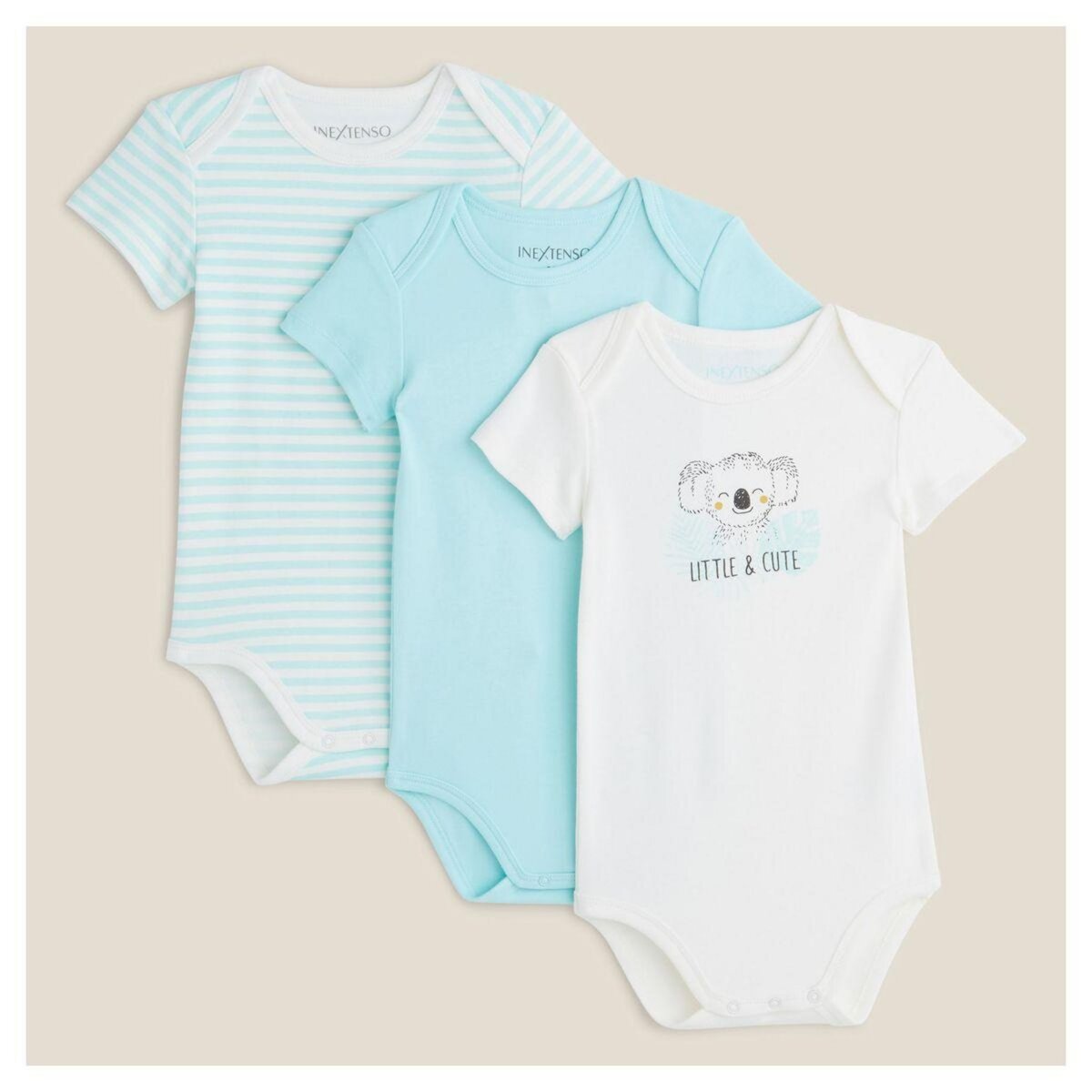 IN EXTENSO Lot de 3 bodies manches courtes koala bébé garçon