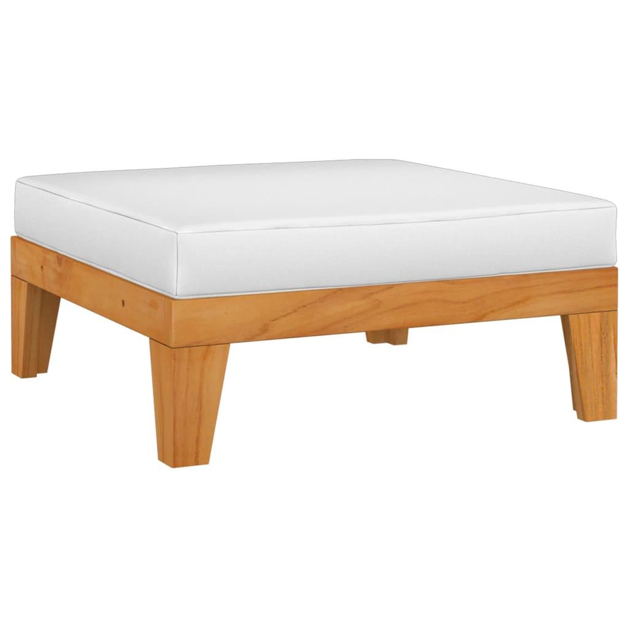 Voir la diapositive 1 : VIDAXL Repose-pied sectionnel avec coussin blanc creme Bois d'acacia