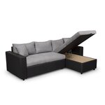  Canapé d'angle 3 places réversible et convertible MATHILDE coloris gris et noir. Coloris disponibles : Noir