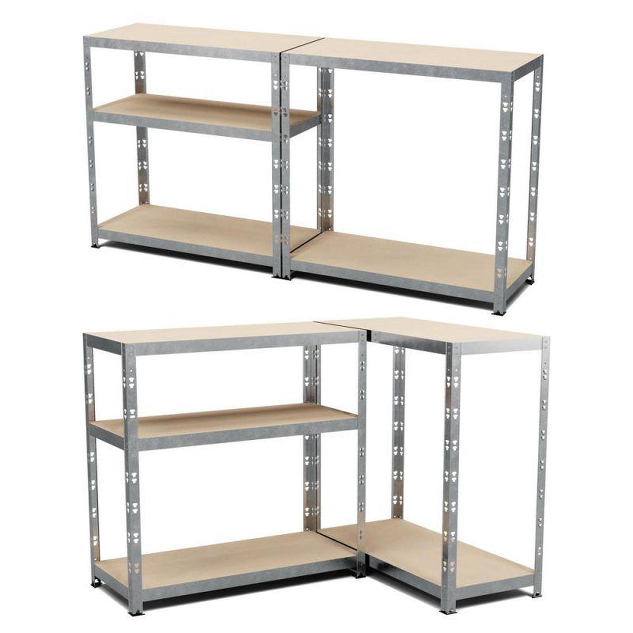 Voir la diapositive 5 : EUROSPEN Etagère de rangement modulable et polyvalente pour atelier, garage, cave... Charge Lourde max 875kg -180x90x40cm - Gris