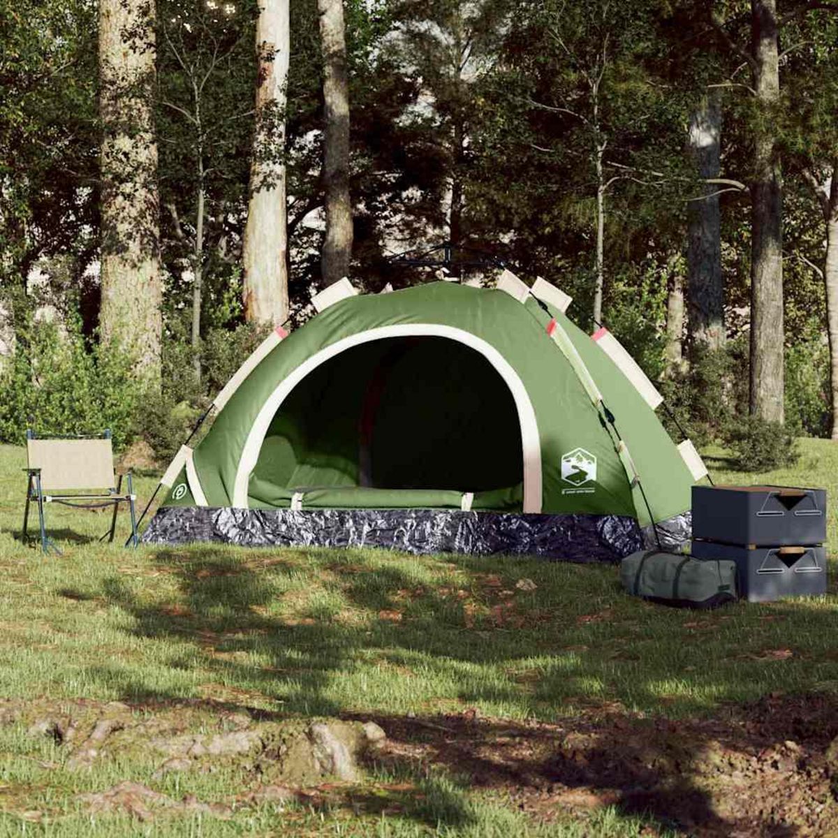 VIDAXL Tente de camping 4 personnes vert liberation rapide
