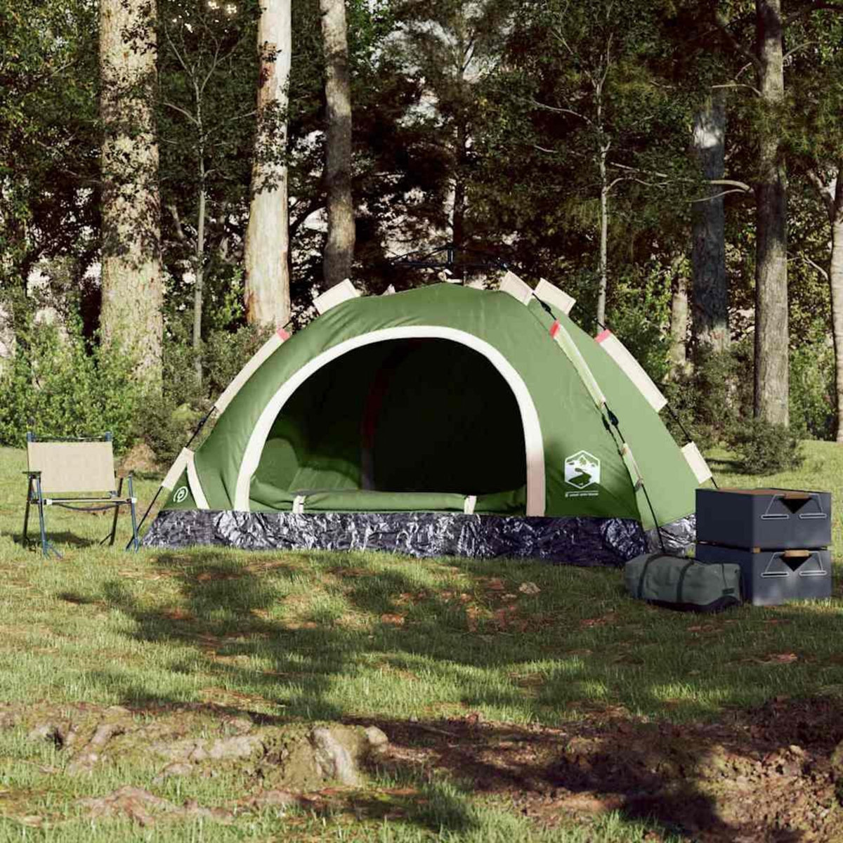 VIDAXL Tente de camping 4 personnes vert liberation rapide
