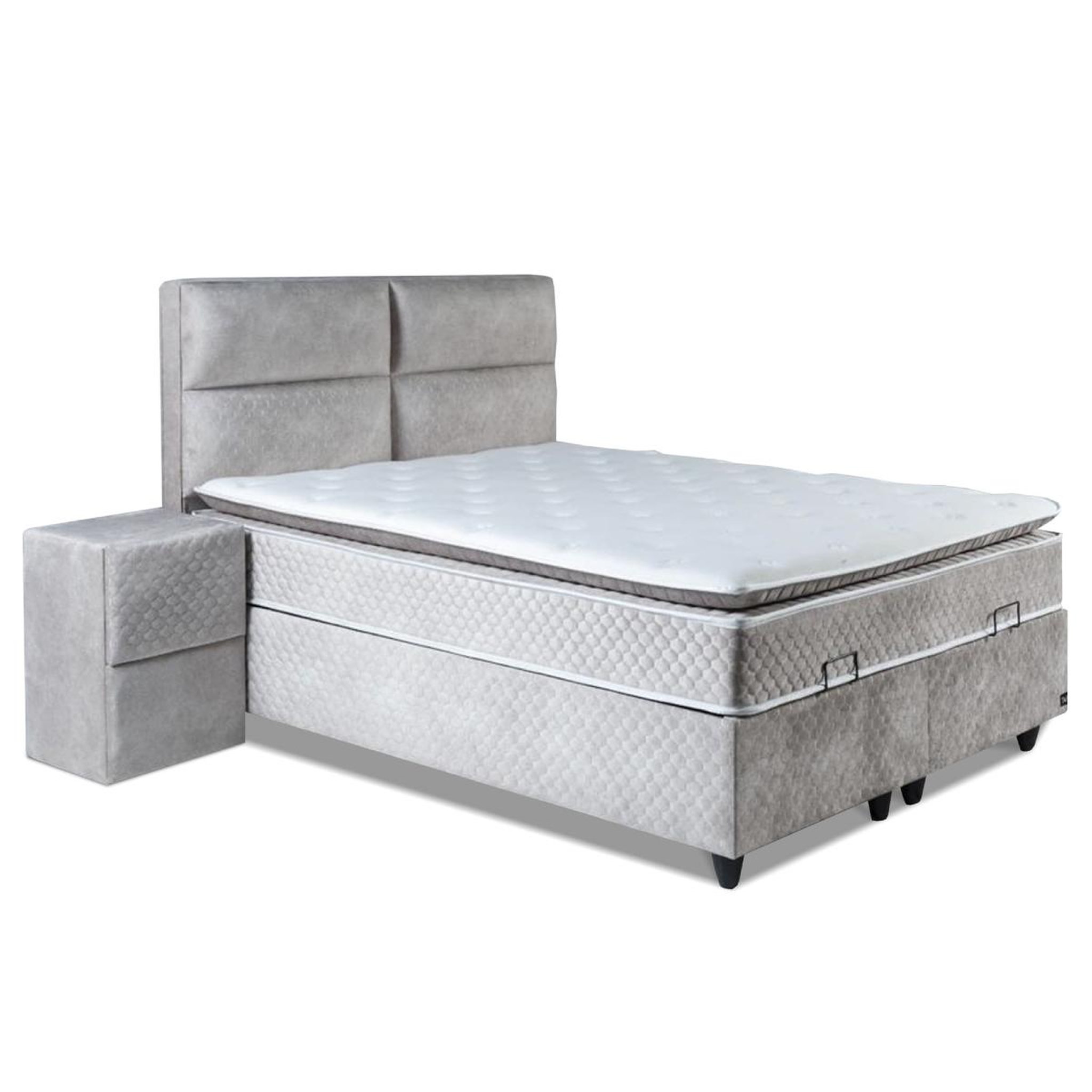 JLC KREATION Lit boxspring complet 160cm + matelas + surmatelas lone