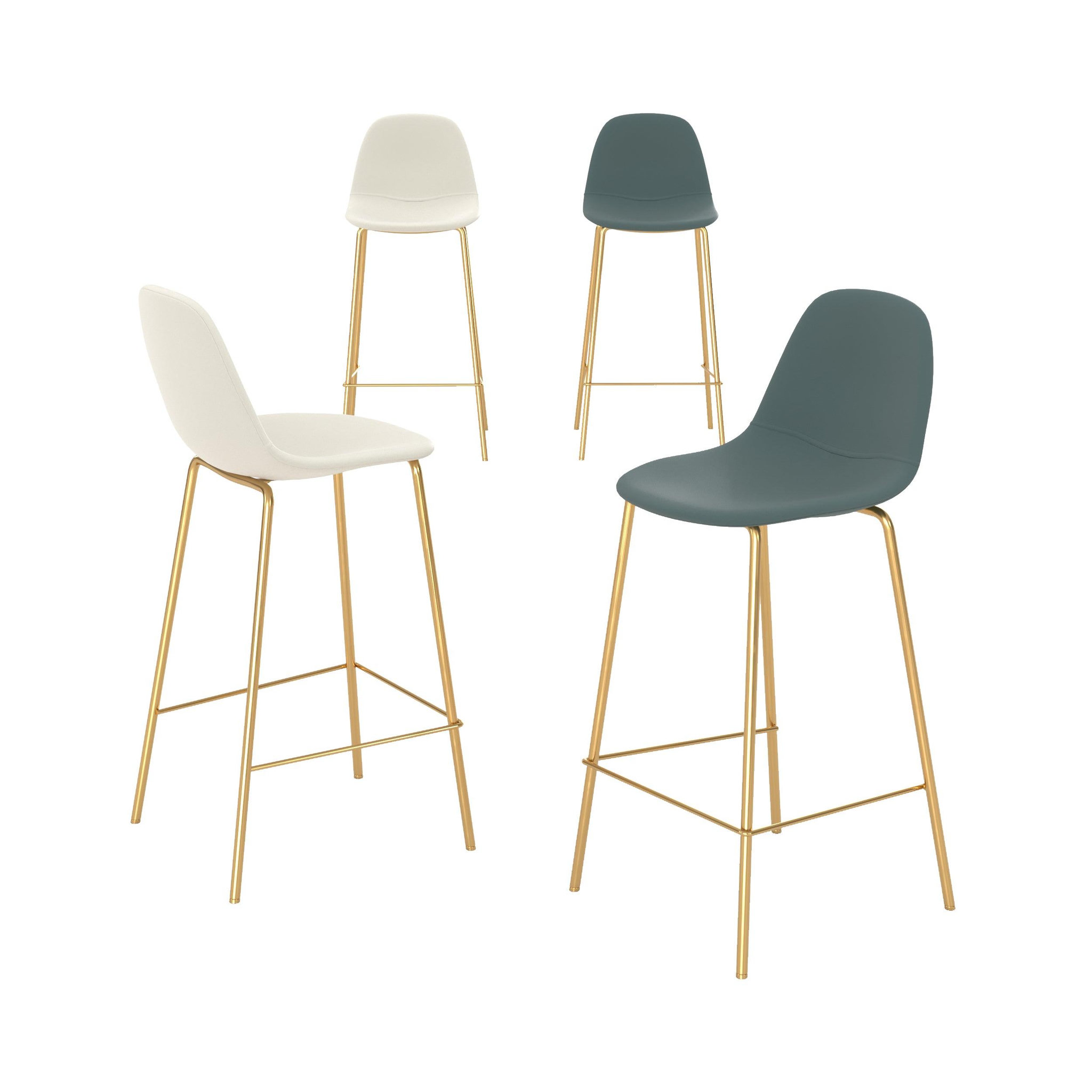 MAISON PAVANE Pack 4 chaises pour îlot central blanches et vertes 65 cm-henrik