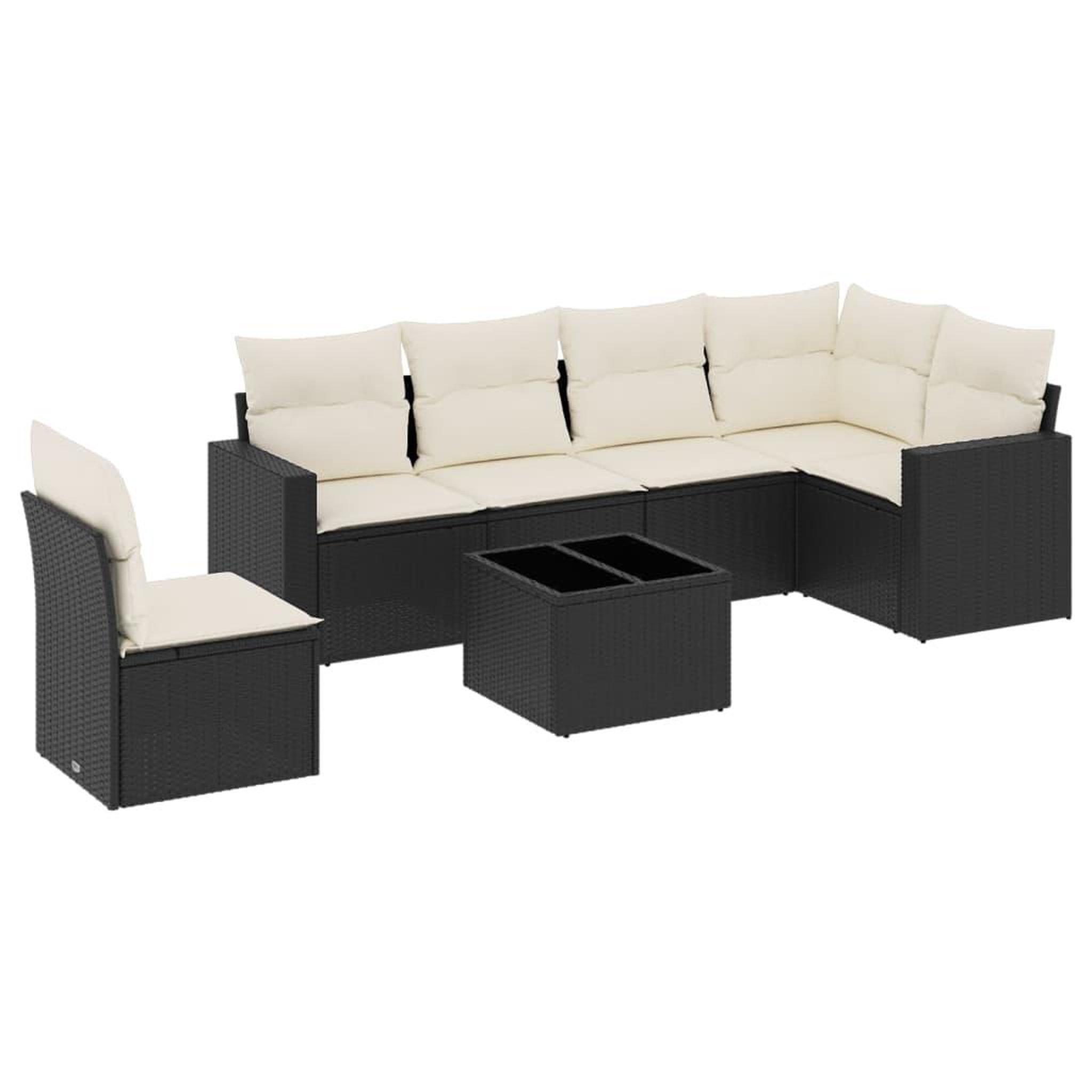 Voir la diapositive 2 : VIDAXL Salon de jardin 7 pcs avec coussins noir resine tressee