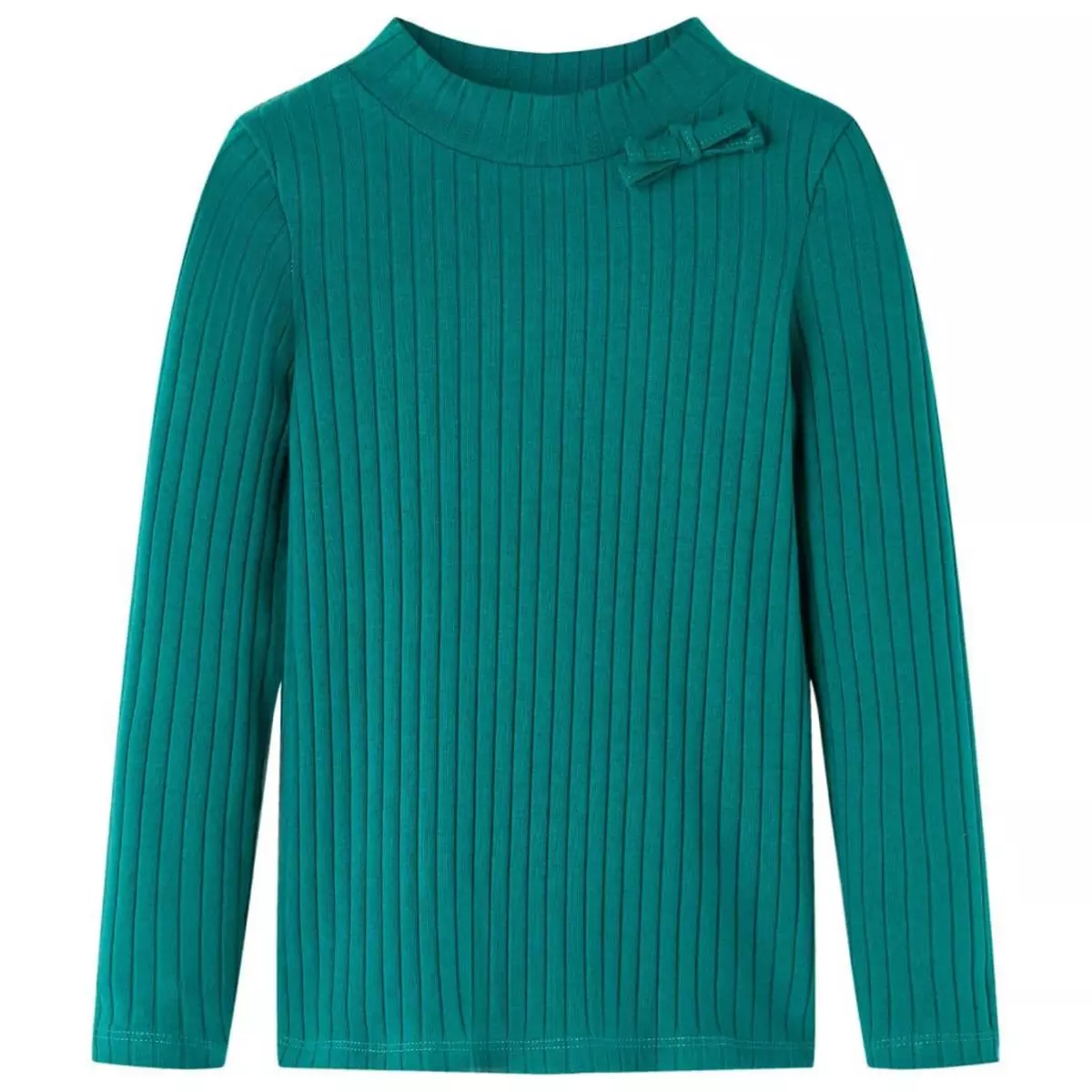 VIDAXL T-shirt enfants a manches longues tricot cotele vert fonce 128