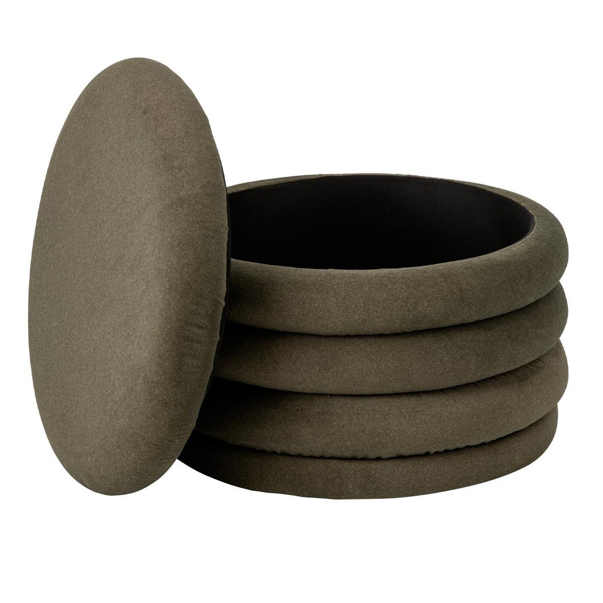 Voir la diapositive 3 : J-LINE Pouf coffre côtelé  mich  59cm vert