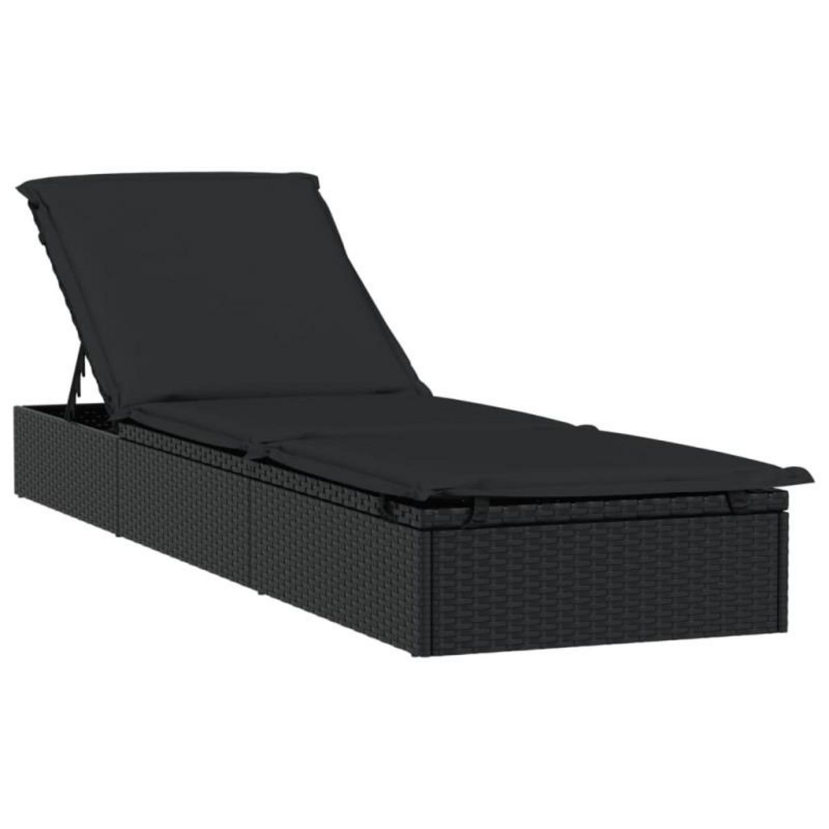 VIDAXL Chaise longue 1 pc avec coussin noir 201x55x62cm résine tressée