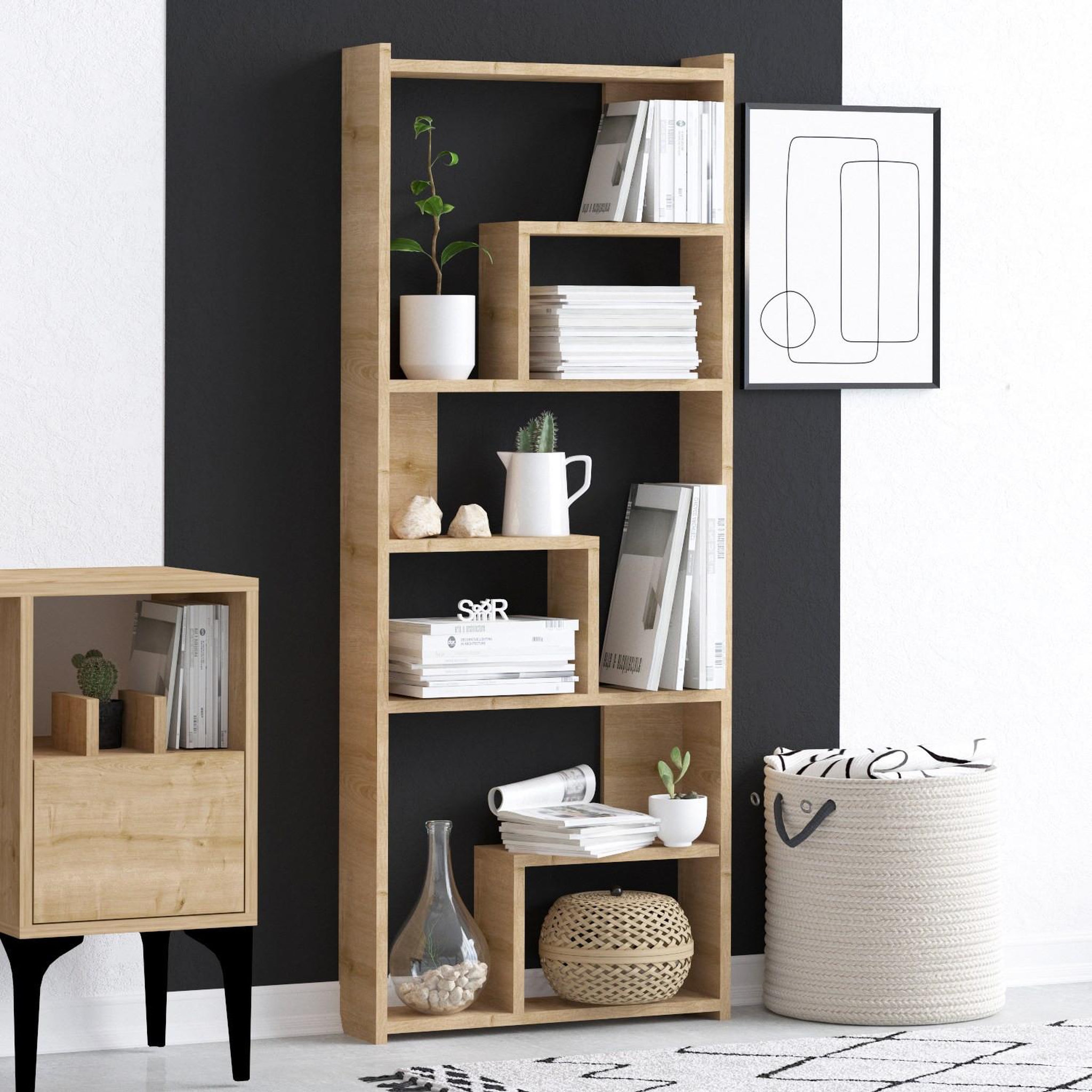 Voir la diapositive 3 : Habitat et Jardin Bibliothèque en bois  megg  - 60 x 15 x 150 cm - chêne