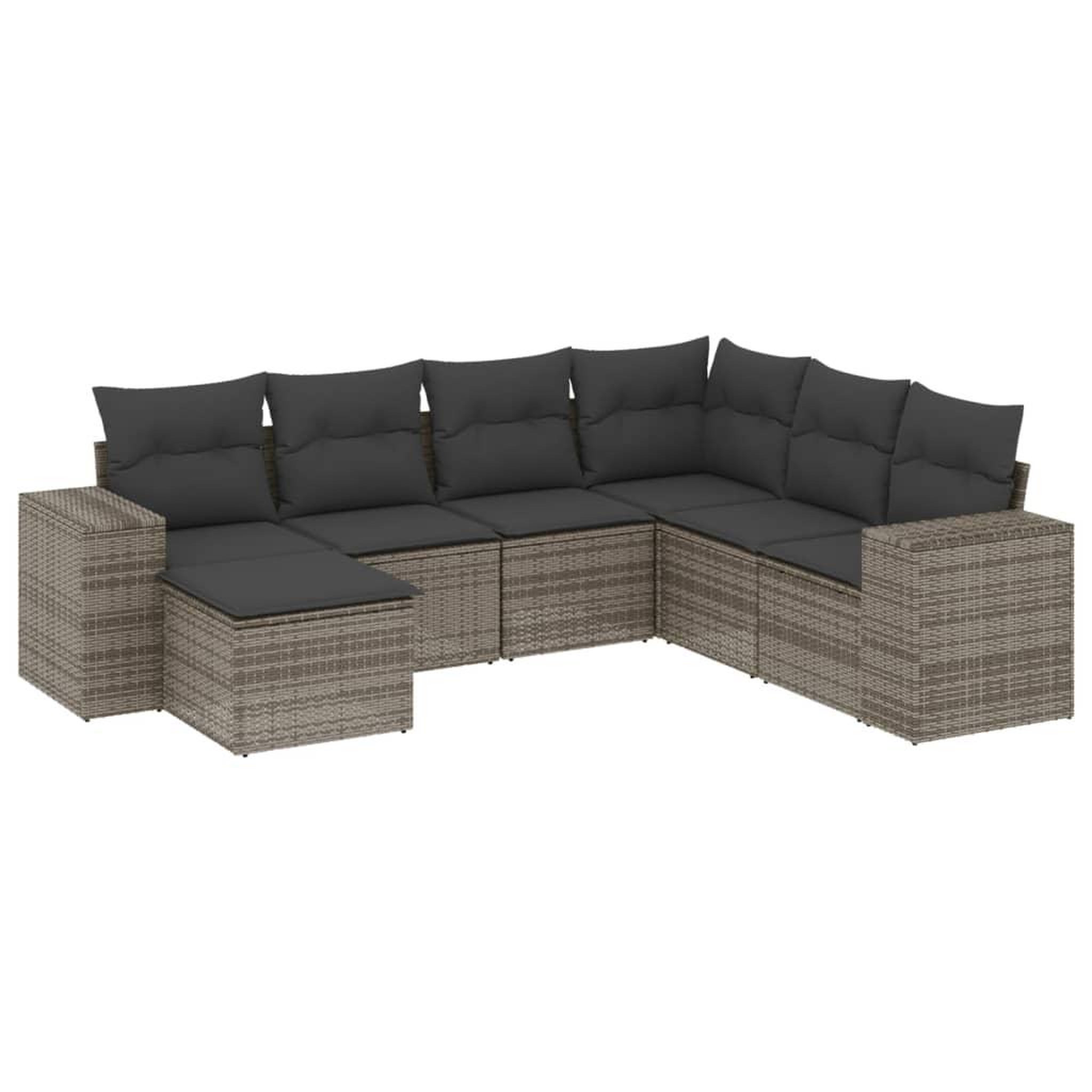 Voir la diapositive 2 : VIDAXL Salon de jardin avec coussins 7 pcs gris resine tressee