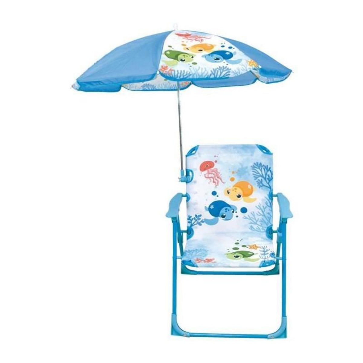 Fun House Mobilier de jardin - FUN HOUSE - Chaise Ma Petite Carapace Tortue H.53 x L.38,5 x P.37,5 cm avec parasol 65 cm - Pour enfant !