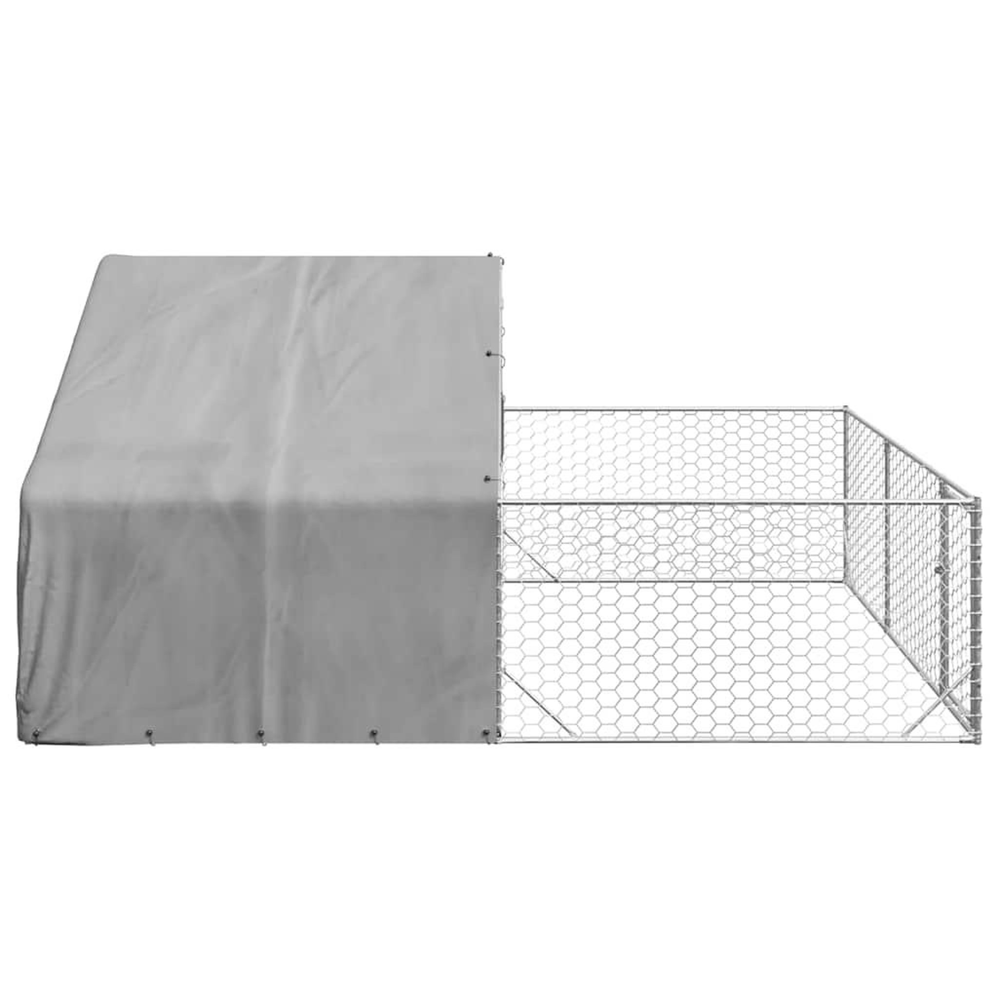Voir la diapositive 4 : VIDAXL Niche d'exterieur pour chien enclos 4x3x1,9 m acier galvanise