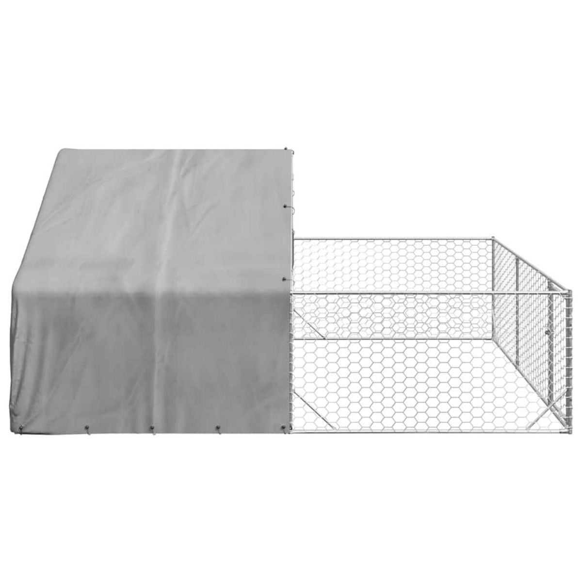 VIDAXL Niche d'exterieur pour chien enclos 4x3x1,9 m acier galvanise