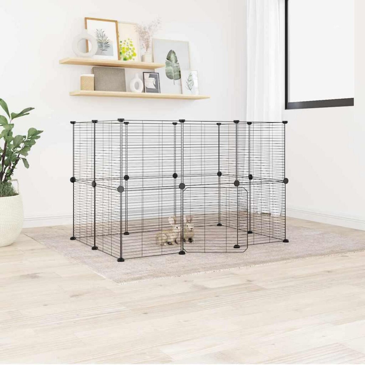 VIDAXL Cage animaux de compagnie a 20 panneaux et porte Noir 35x35 cm