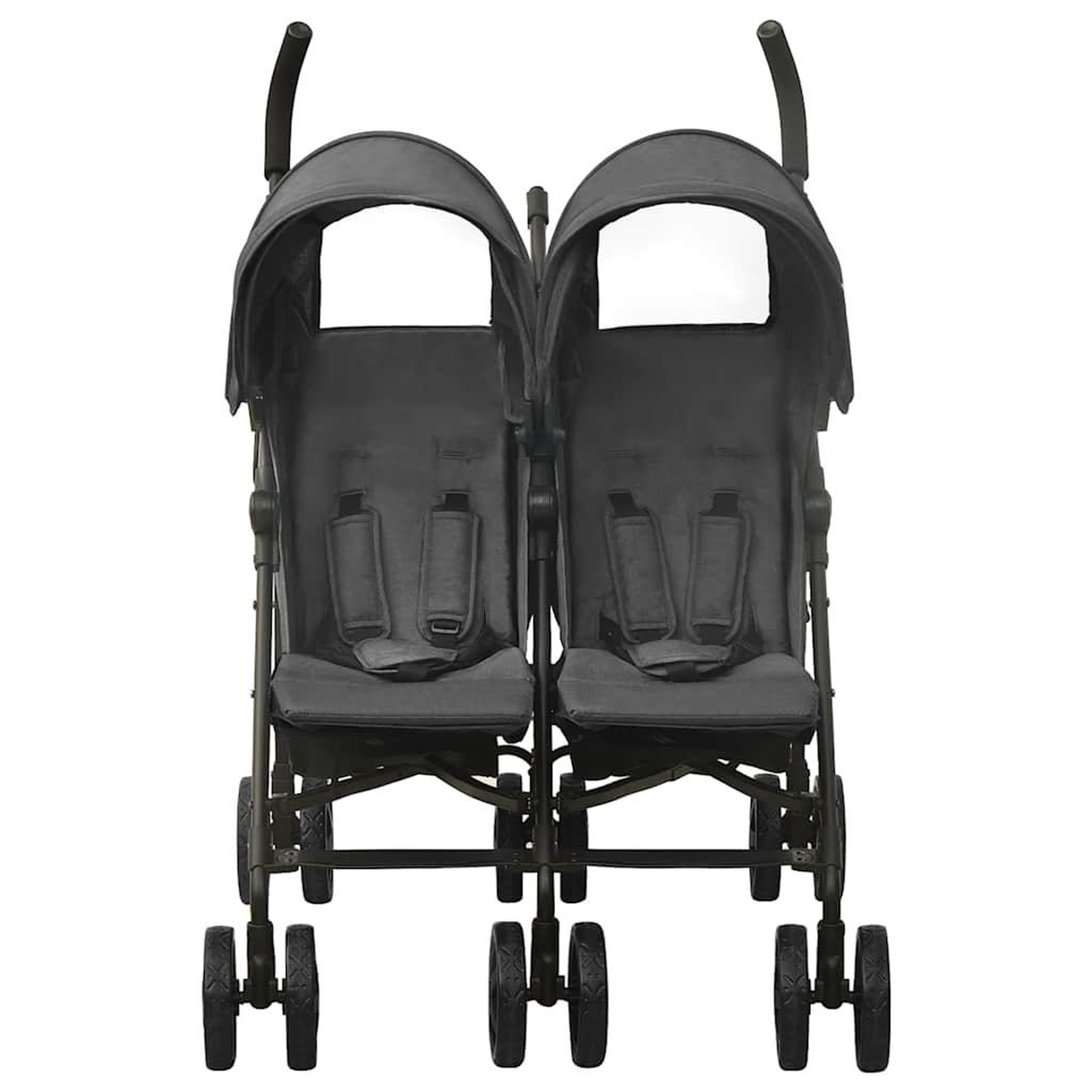 Voir la diapositive 2 : VIDAXL Poussette a deux places Anthracite Acier