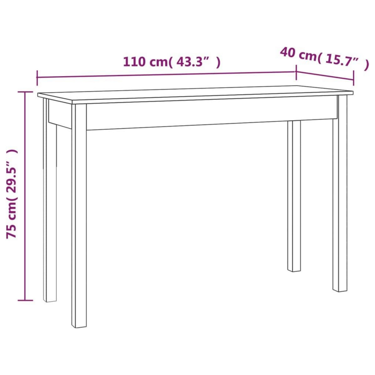 VIDAXL Table console 110x40x75 cm Bois massif de pin