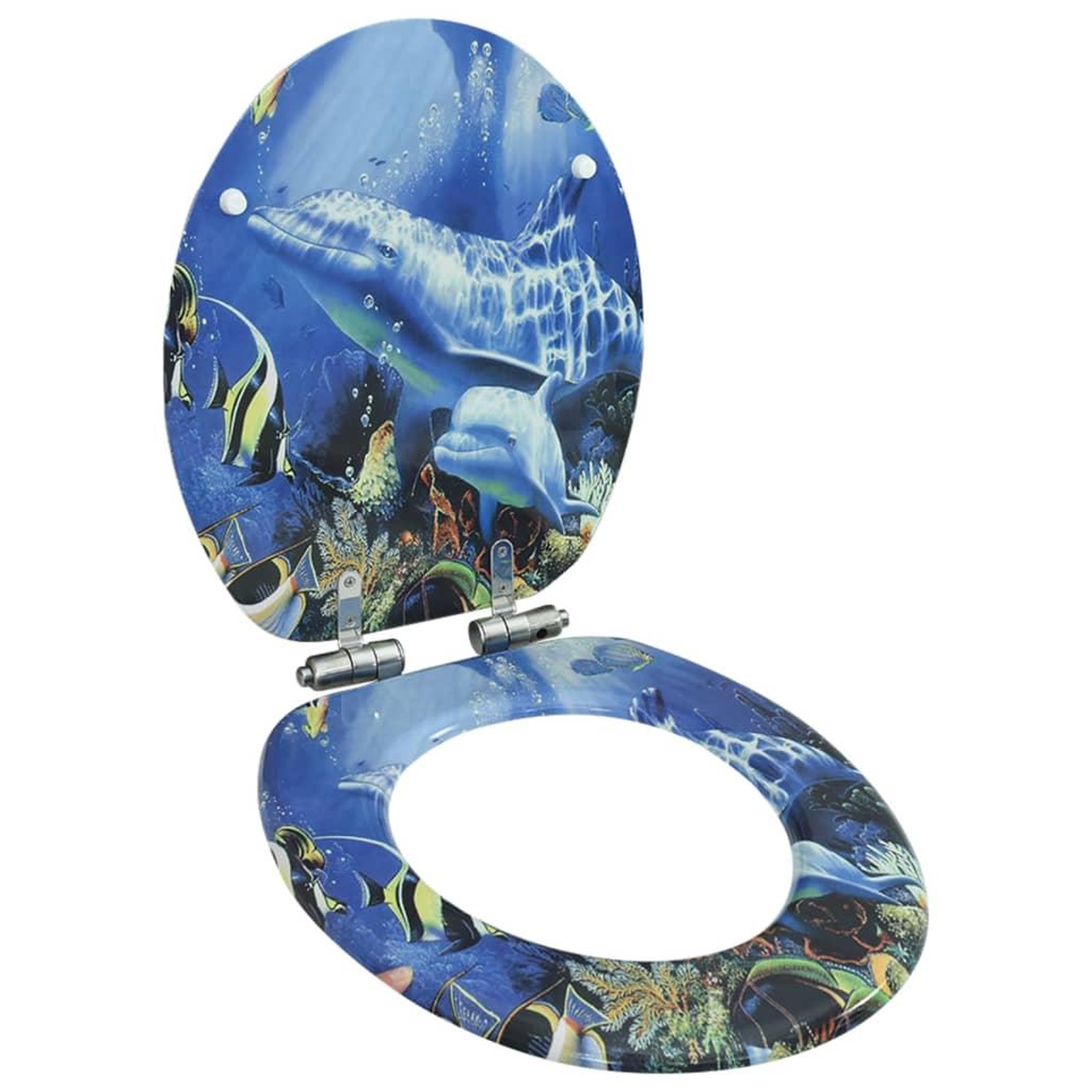 Voir la diapositive 1 : VIDAXL Siege de toilette MDF Couvercle a fermeture en douceur Dauphins