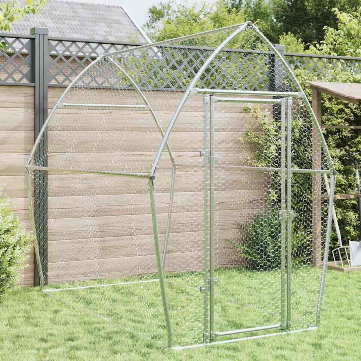 VIDAXL Cage pour poules argente 200x105x182 cm acier galvanise