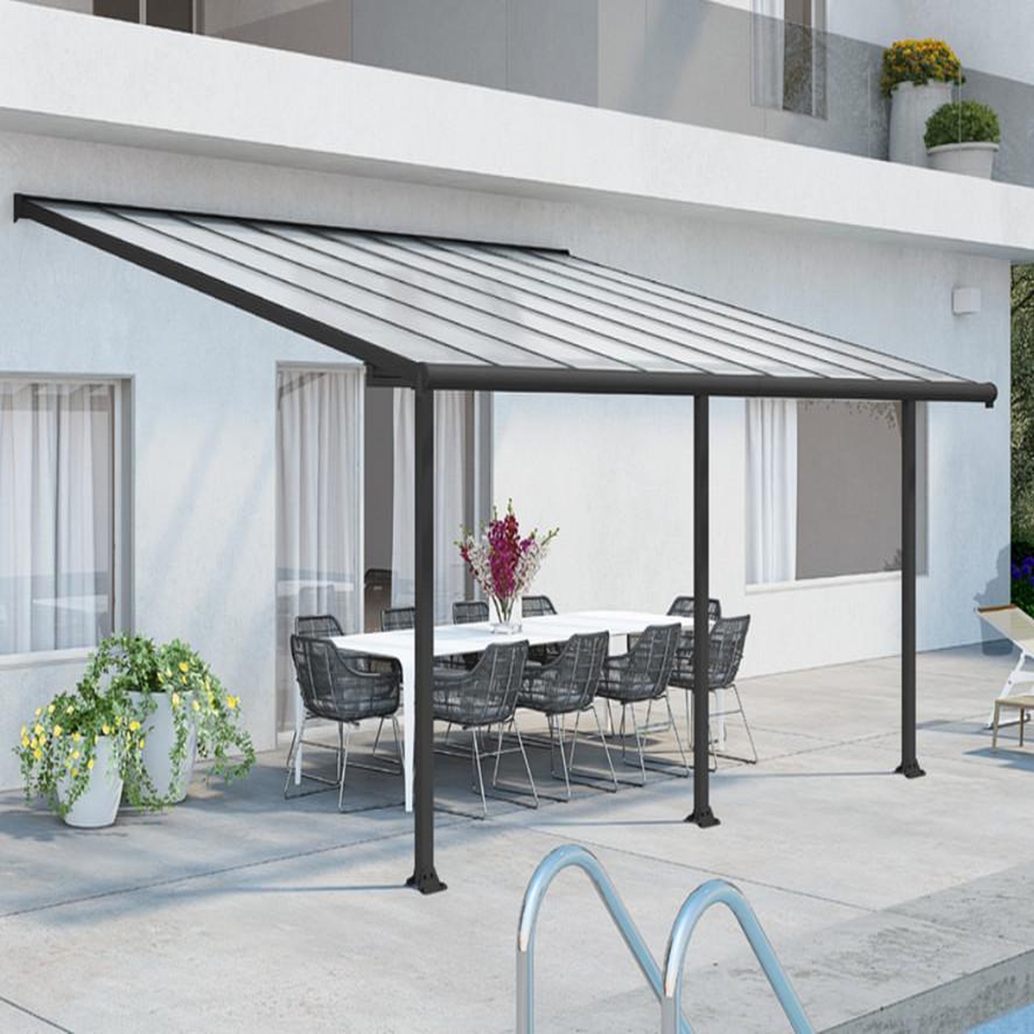 Palram Pergola 16.1m² gris anthracite - 704219
