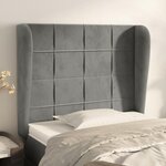 VIDAXL Tete de lit avec oreilles Gris clair 93x23x118/128 cm Velours