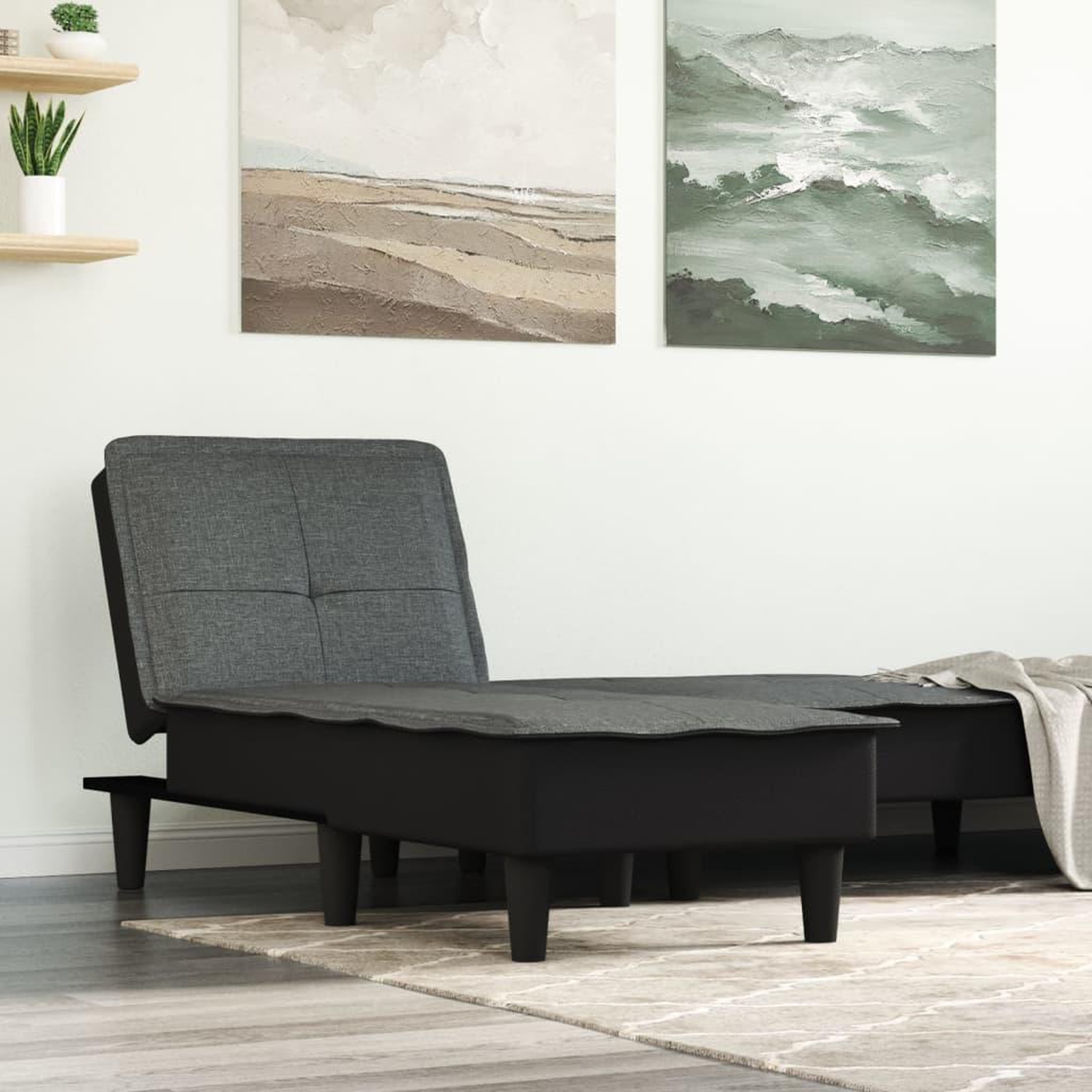 VIDAXL Chaise longue gris fonce tissu