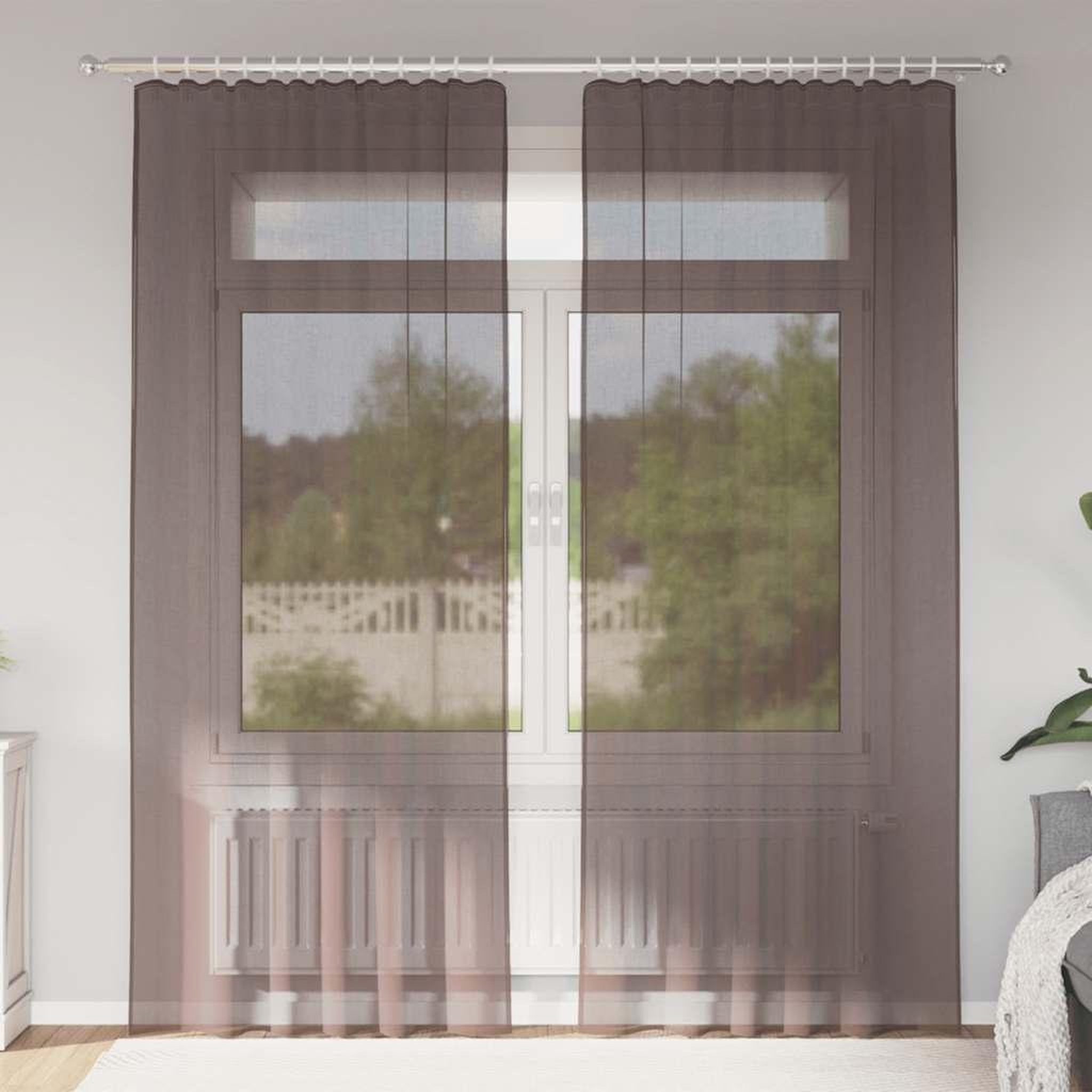 VIDAXL Rideaux en voile avec passants 2 pcs marron