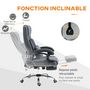 Voir la diapositive 6 : VINSETTO Fauteuil de bureau direction massant par pétrissage - réglable, inclinable, repose-pied rétractable - tissu gris