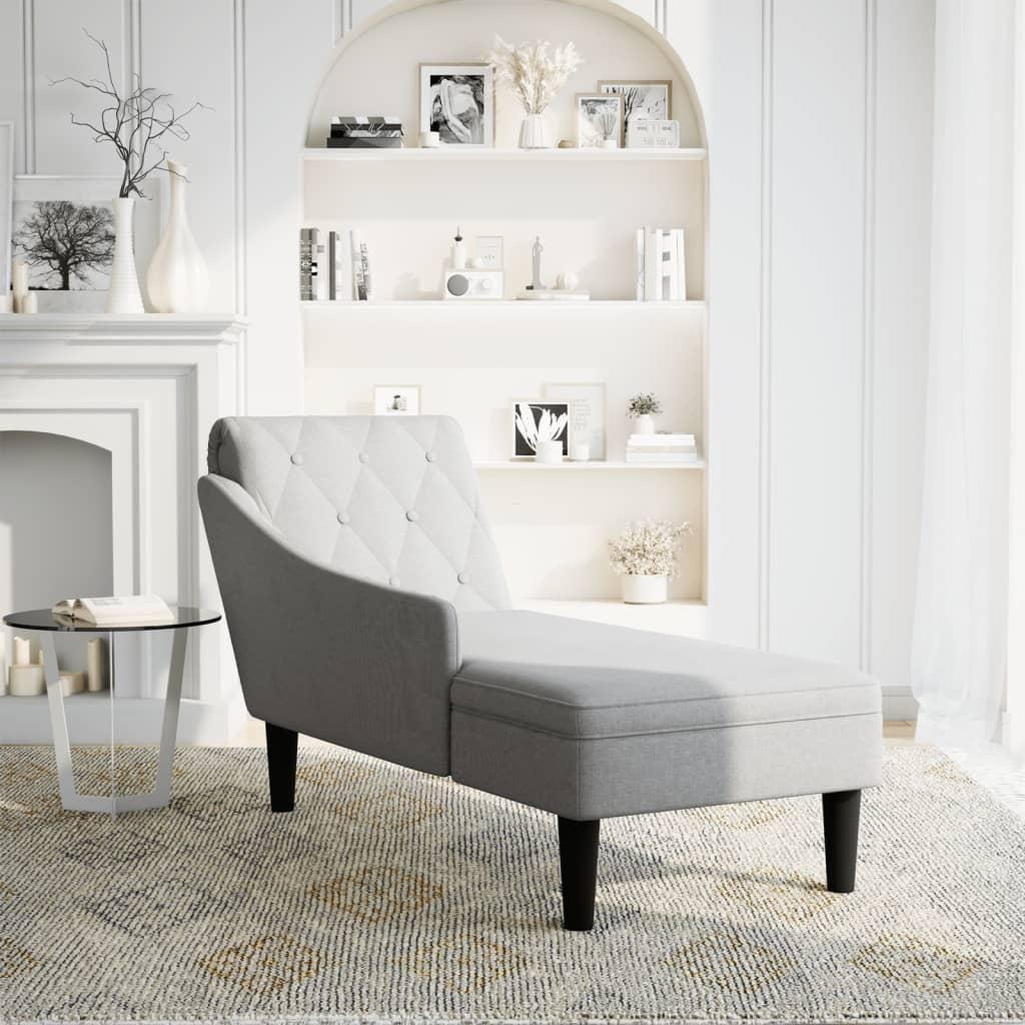 Voir la diapositive 2 : VIDAXL Fauteuil long avec coussin et accoudoir droit gris nuage tissu