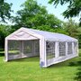 Voir la diapositive 2 : OUTSUNNY Tente barnum tonnelle de réception 798L x 392l x 280H cm polyéthylène imperméable 8 fenêtres et acier galvanisé robuste blanc