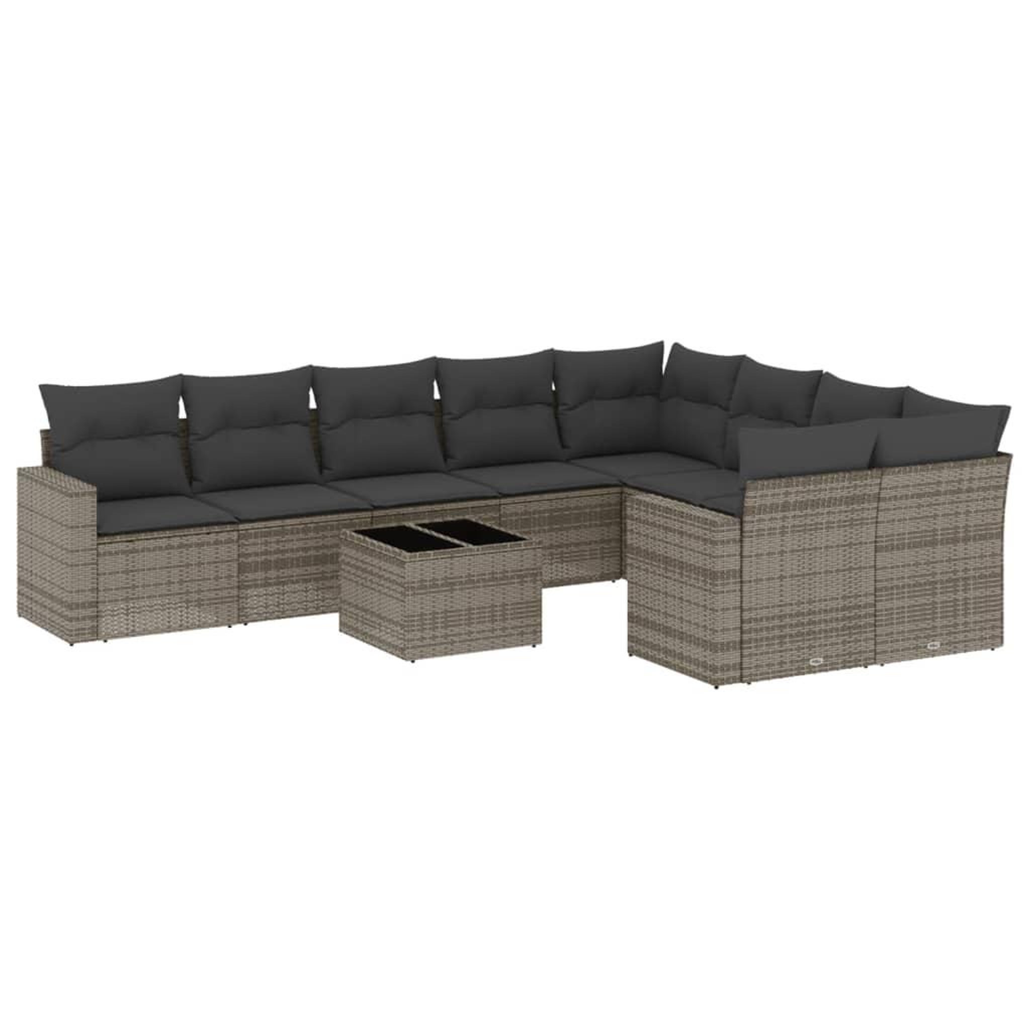 Voir la diapositive 2 : VIDAXL Salon de jardin avec coussins 10 pcs gris resine tressee