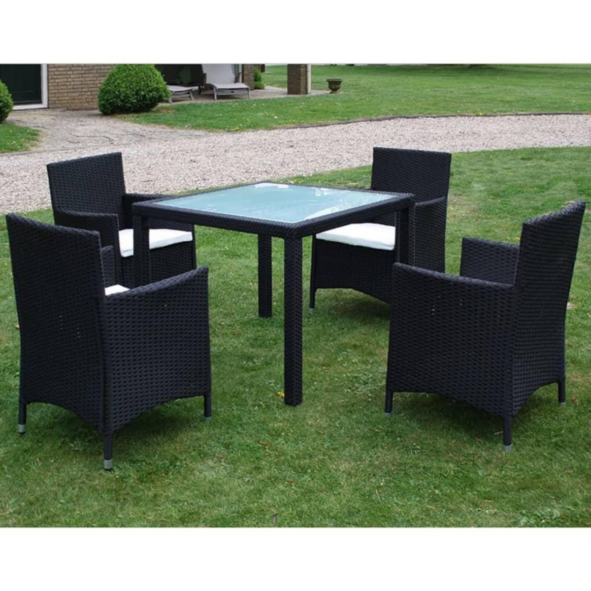 VIDAXL Ensemble a manger d'exterieur 5pcs avec coussins Resine tressee