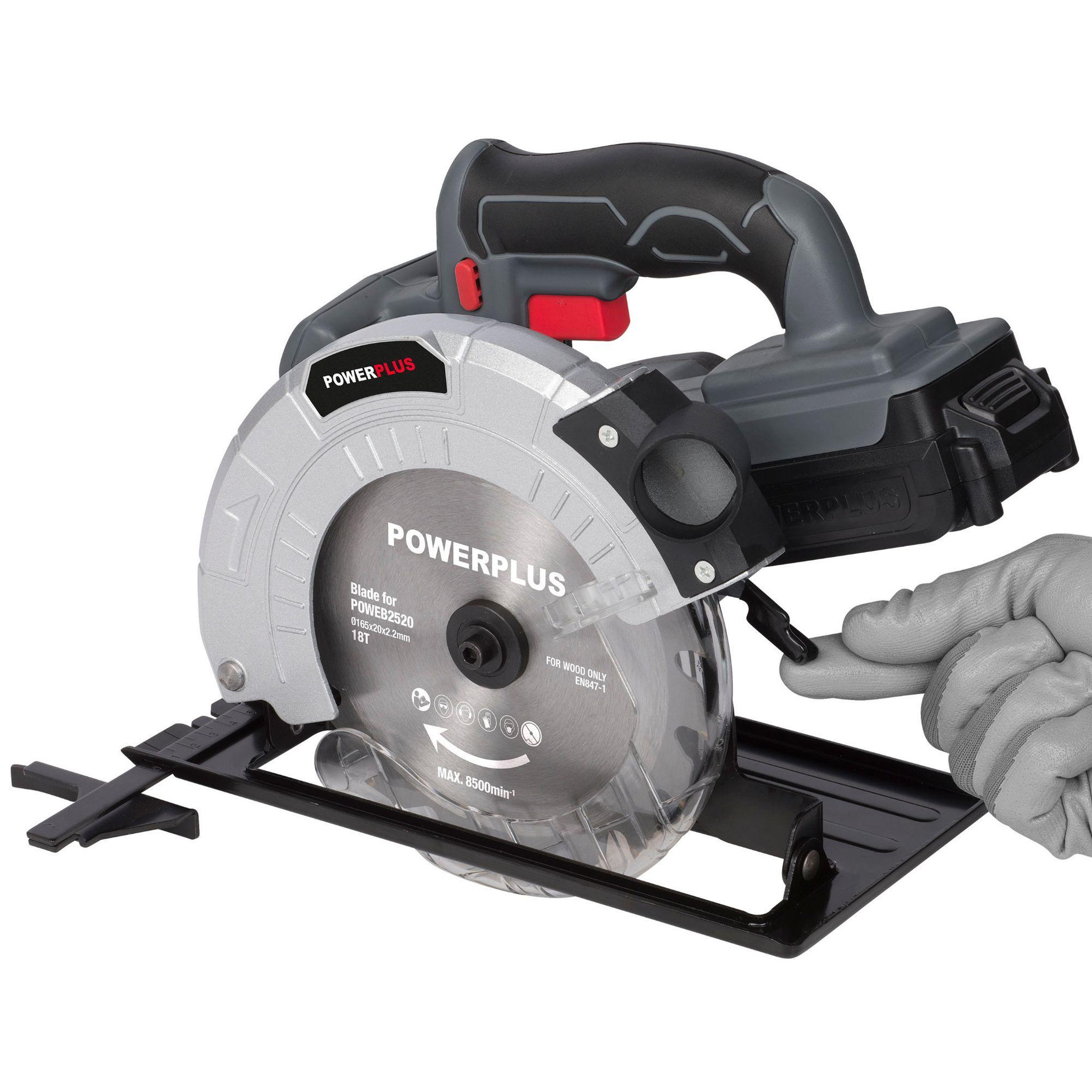 Voir la diapositive 5 : POWERPLUS Scie circulaire 165mm à batterie 18v  sans batterie