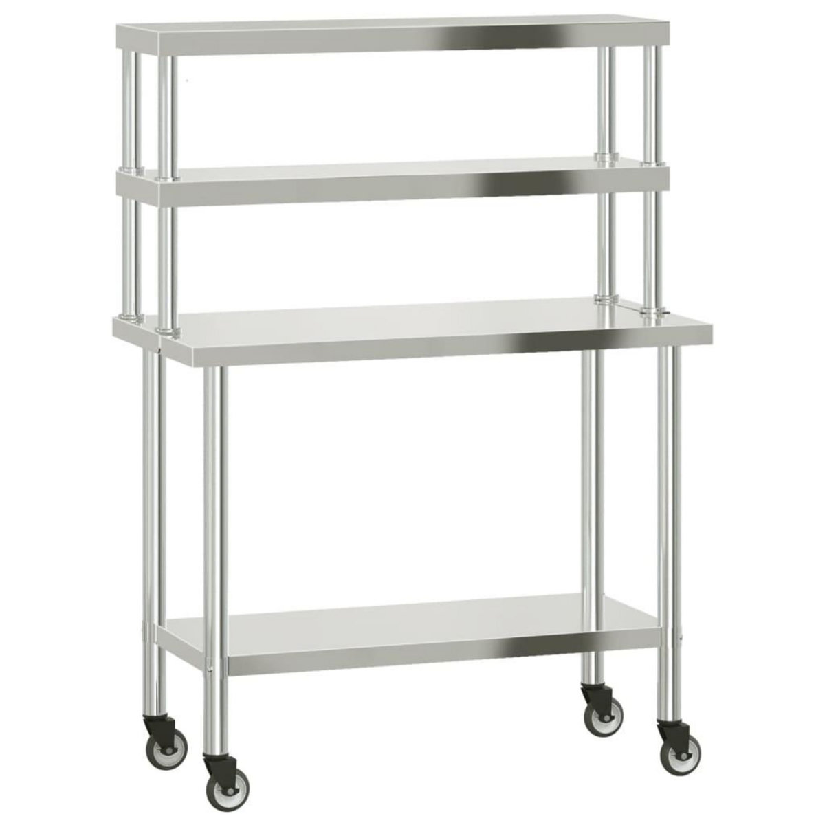 VIDAXL Table de travail de cuisine avec etagere 110x55x150 cm inox