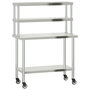Voir la diapositive 2 : VIDAXL Table de travail de cuisine avec etagere 110x55x150 cm inox
