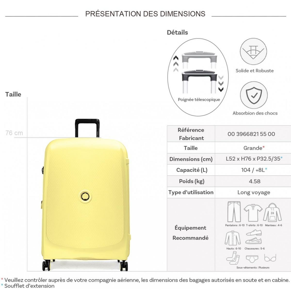 Delsey Grande valise rigide Beaumont TSA Polypropylène 76cm