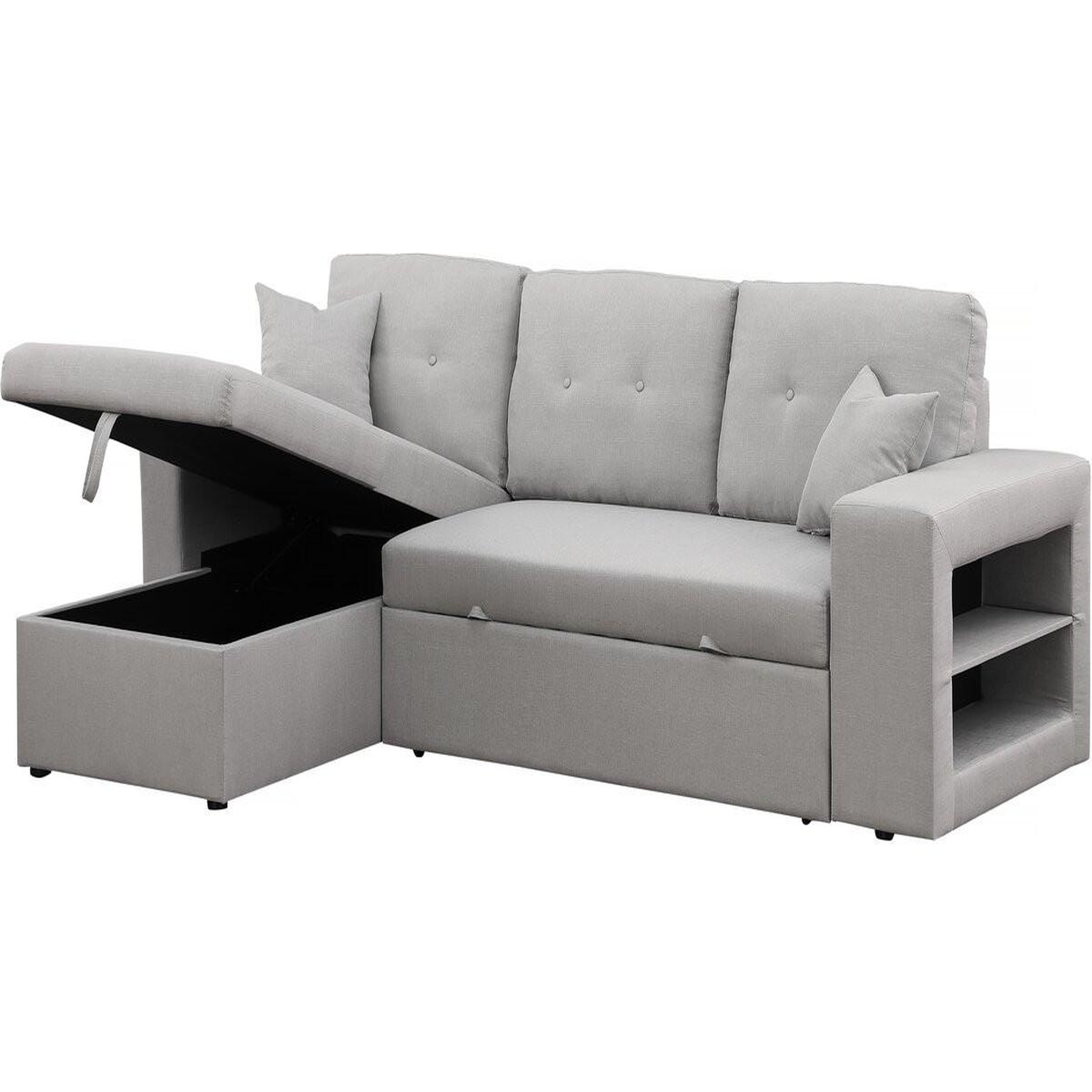 Voir la diapositive 4 : Habitat et Jardin Canapé d'angle convertible/réversible  Axel  - 3 places - Gris clair