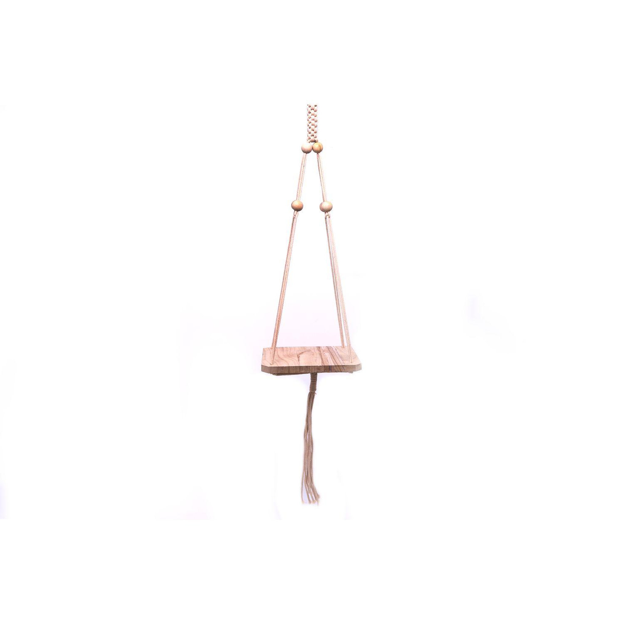 HEART OF THE HOME Etagère suspendue ethnique Macramé - H. 100 cm - Marron