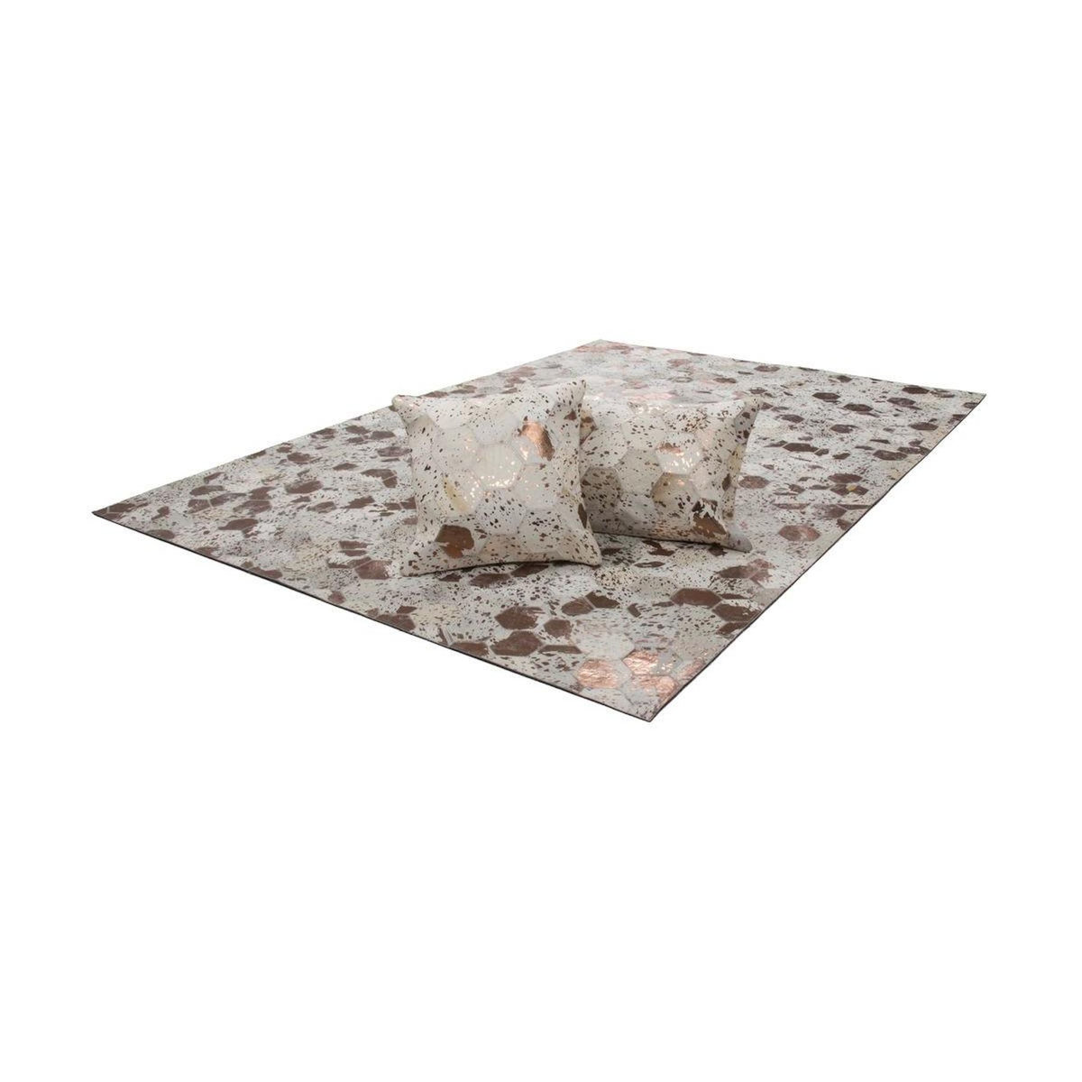 Paris Prix Coussin Design en Cuir  Spark  40x60cm Ivoire & Chrome
