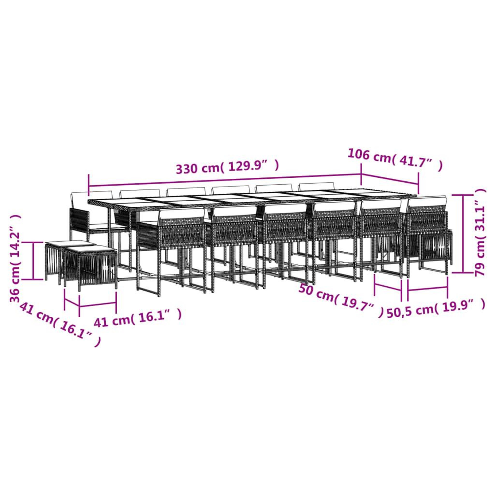 Voir la diapositive 6 : VIDAXL Ensemble a manger de jardin 17 pcs coussins noir resine tressee