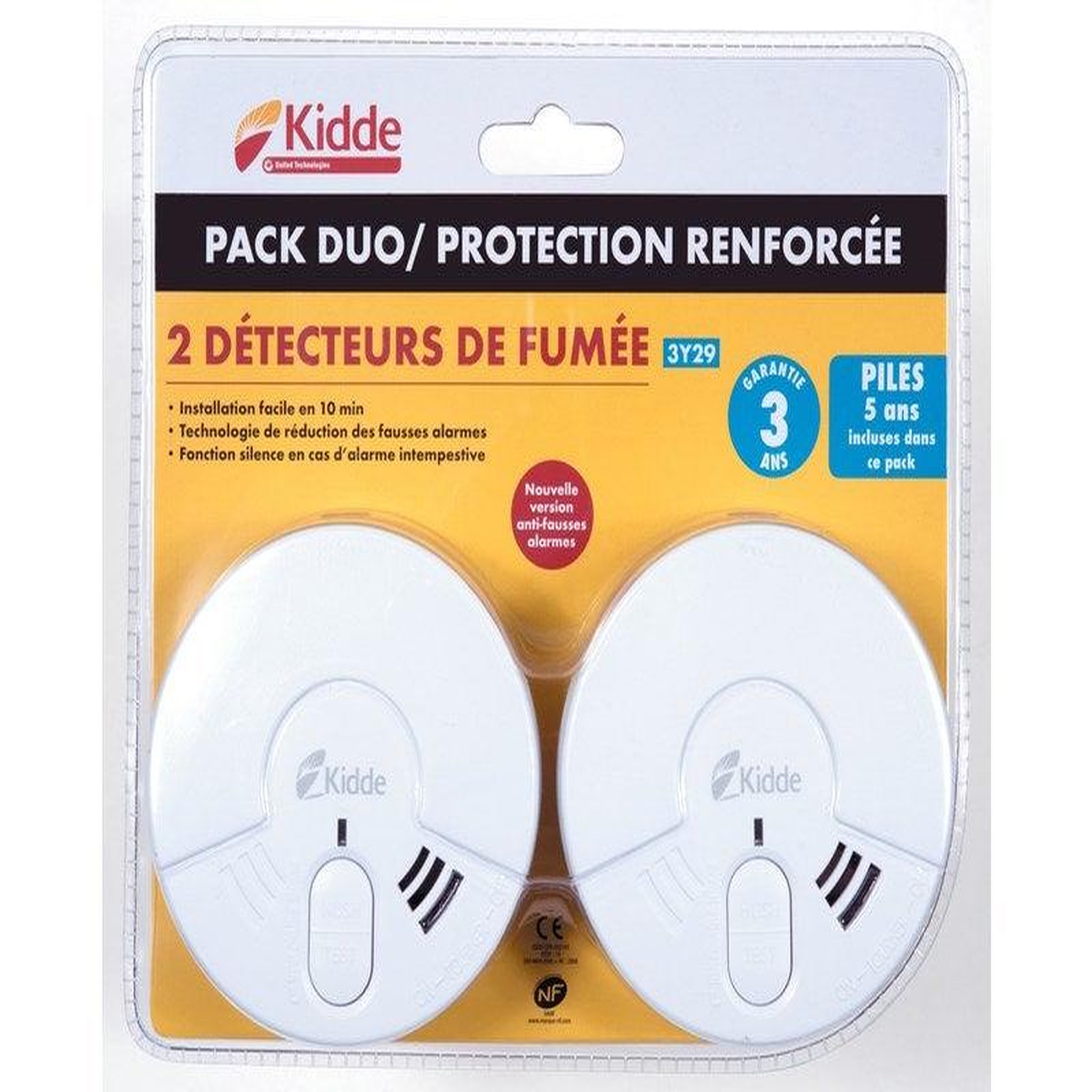 CENTRALE BRICO Lot De 2 Détecteurs De Fumée, 3 Ans