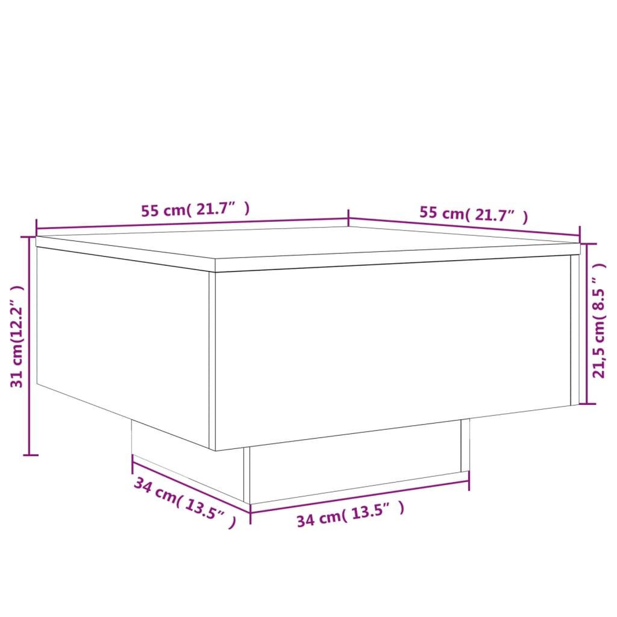 Voir la diapositive 6 : VIDAXL Table basse avec lumieres LED sonoma gris 55x55x31 cm