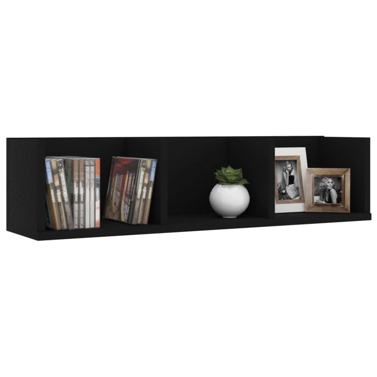 VIDAXL Etagere murale a CD Noir 75x18x18 cm Bois d'ingenierie