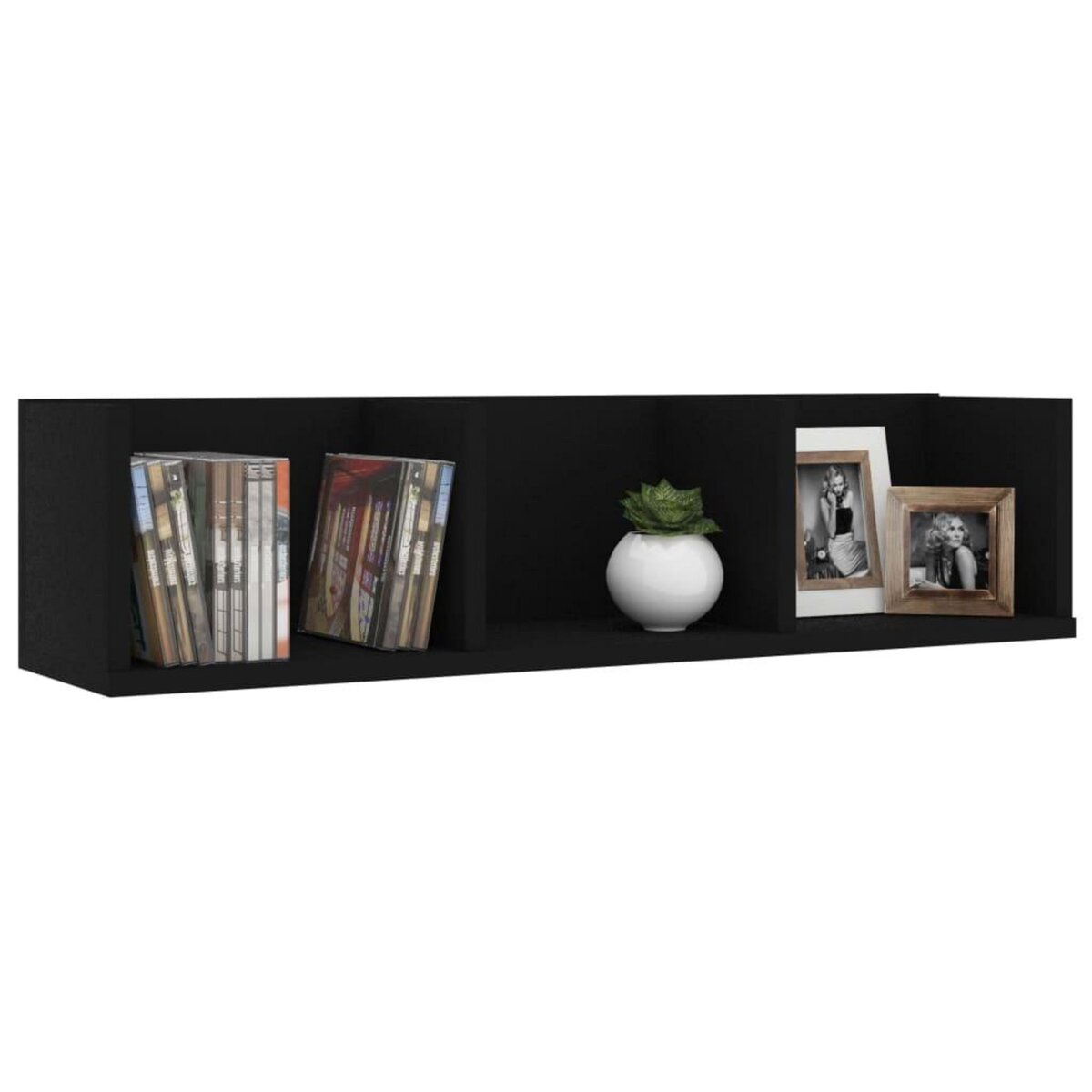 VIDAXL Etagere murale a CD Noir 75x18x18 cm Bois d'ingenierie