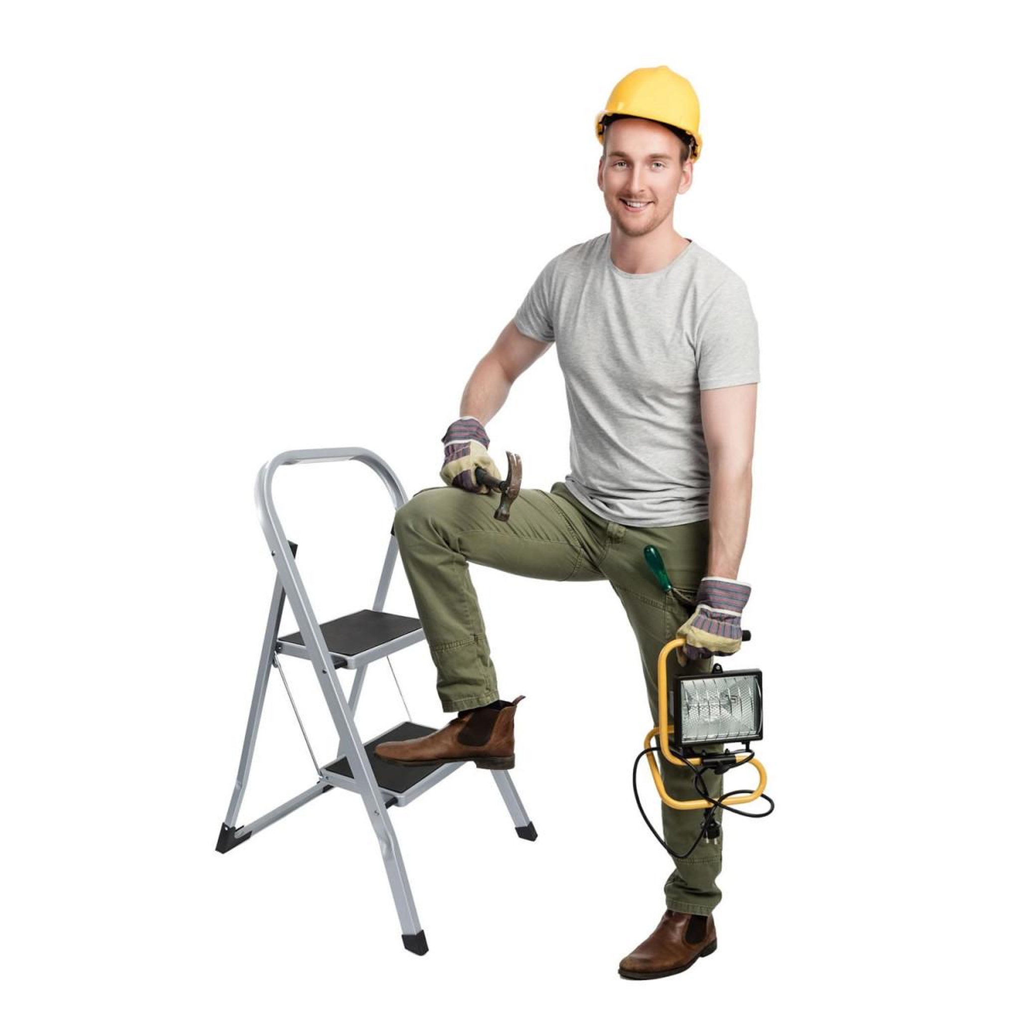 Voir la diapositive 4 : Je cherche une idee Escabeau 2 marches en métal  confort  81cm gris