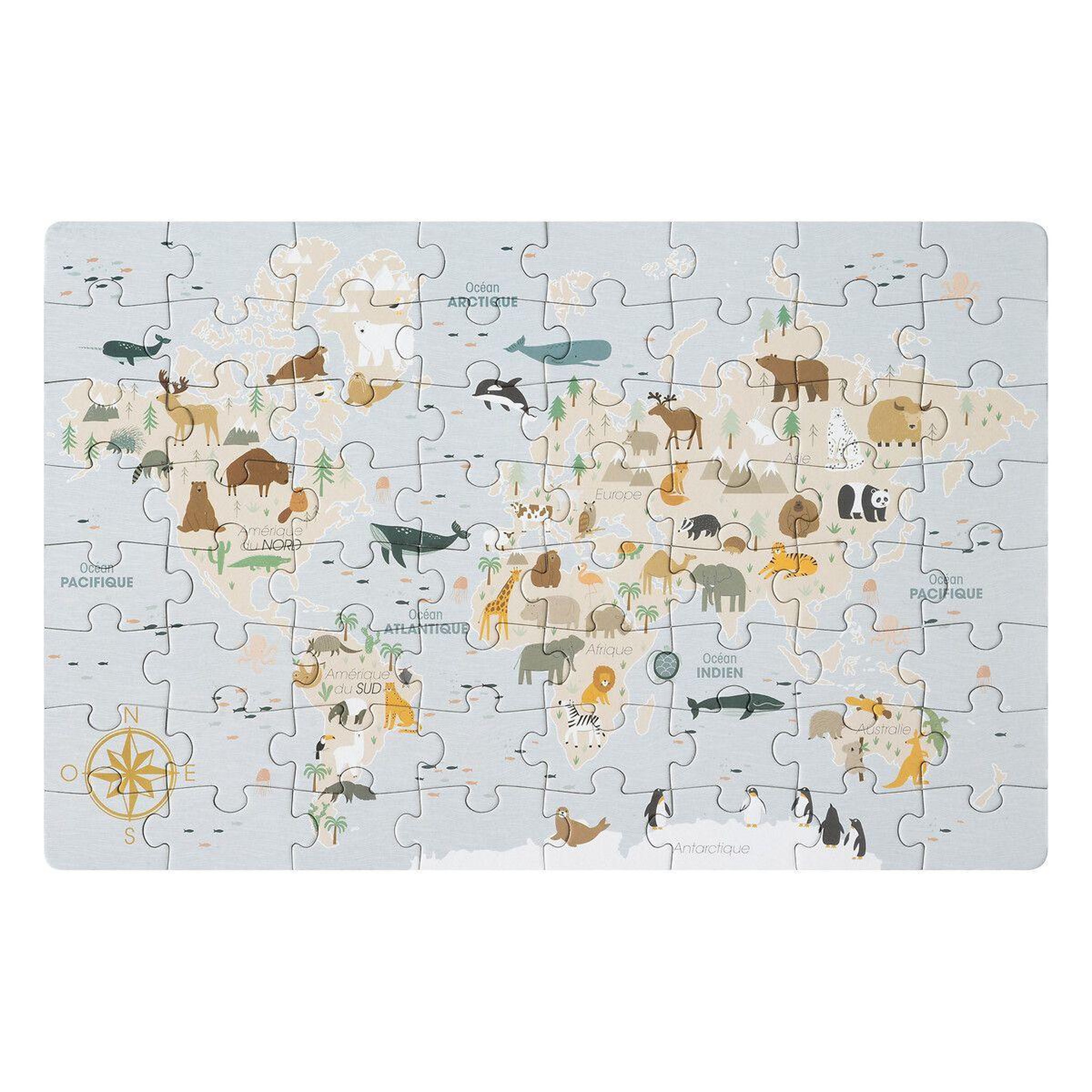 Voir la diapositive 1 : Atmosphera Kids Puzzle enfant 64 pièces  carte du monde  42cm multicolore